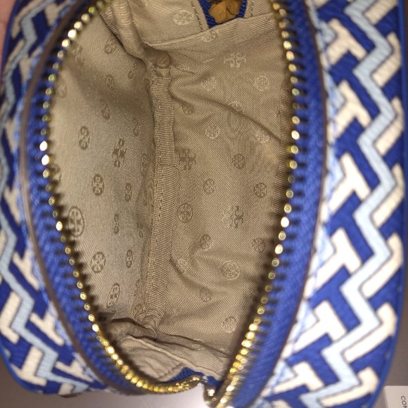 Tory Burch Blue Logo Print Cosmetic Pouch - Picture 2 of 3